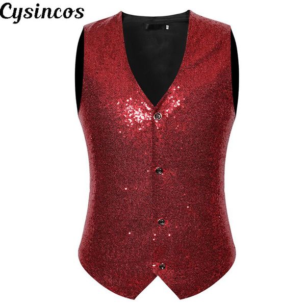 cysincos mens suit vest crop men slim fit shiny sequins suit vest v-neck button down formal party club costume, Black;white
cysincos mens suit vest crop men slim fit shiny sequins suit vest v-neck button down formal party club costume, Black;white