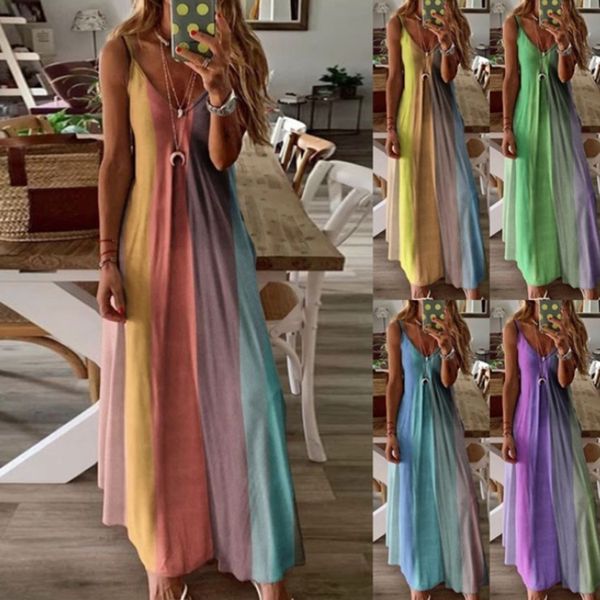 2020 summer long colorful striped strap print dress beautiful ankle-length dress for party night, Black;gray
2020 summer long colorful striped strap print dress beautiful ankle-length dress for party night, Black;gray