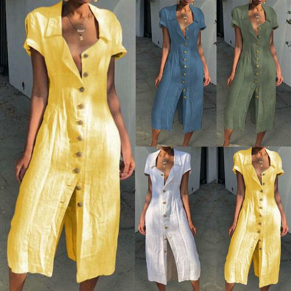 women's boho summer short sleeve split dress party evening beach button long dress sundress fashion, Black;gray
women's boho summer short sleeve split dress party evening beach button long dress sundress fashion, Black;gray