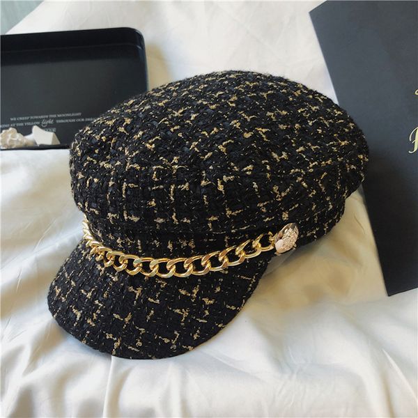 military hat autumn winter wool sailor hat for women black flat female travel cadet hat captain cap chain beret women hats caps, Blue;gray
military hat autumn winter wool sailor hat for women black flat female travel cadet hat captain cap chain beret women hats caps, Blue;gray