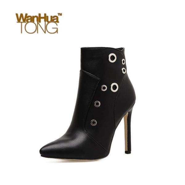 fashion stiletto heel ankle boots office & career zipper pointed toe business rivet metal button women boot shoes, Black
fashion stiletto heel ankle boots office & career zipper pointed toe business rivet metal button women boot shoes, Black