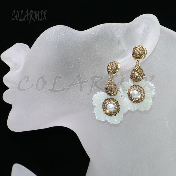 white flower shell earrings pave rhinestone gold rhinestone earrings gift for lady fashion jewelry gift for lady9153, Silver
white flower shell earrings pave rhinestone gold rhinestone earrings gift for lady fashion jewelry gift for lady9153, Silver