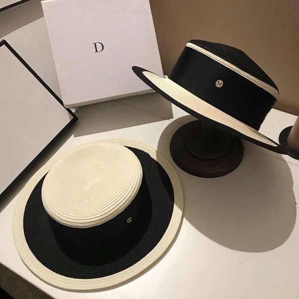 ribbon letter brim boater hat women black white joint straw hat beach sun cap lady summer wide brim uv protect hats, Blue;gray 
ribbon letter brim boater hat women black white joint straw hat beach sun cap lady summer wide brim uv protect hats, Blue;gray