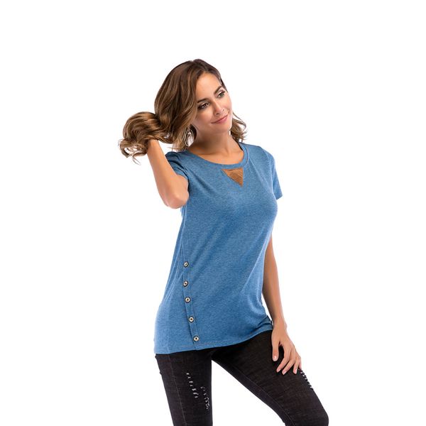 2019 women's casual v-neck tee shirts short sleeve criss cross blouse button decor summer t shirts, White
2019 women's casual v-neck tee shirts short sleeve criss cross blouse button decor summer t shirts, White