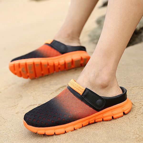 men women summer sandals mesh breathable outdoor beach vacation shoes thick bottom gradient slippers baotou hole shoes hombre, Black
men women summer sandals mesh breathable outdoor beach vacation shoes thick bottom gradient slippers baotou hole shoes hombre, Black
