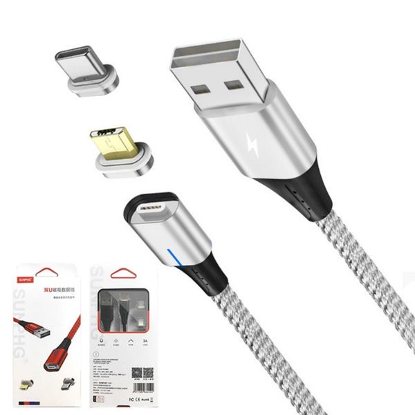 Cell Phone Cable 3 in 1 Magnetic Charger Fast Charging Nylon Rope Type C Micro USB Cables Data Line Charging for Samsung Android
Cell Phone Cable 3 in 1 Magnetic Charger Fast Charging Nylon Rope Type C Micro USB Cables Data Line Charging for Samsung Android
