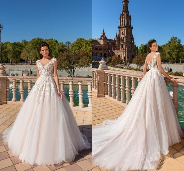 2019 new elegant cap sleeves wedding dresses sheer neck lace appliqued illusion back bridal gowns custom made vintage wedding gowns, White
2019 new elegant cap sleeves wedding dresses sheer neck lace appliqued illusion back bridal gowns custom made vintage wedding gowns, White