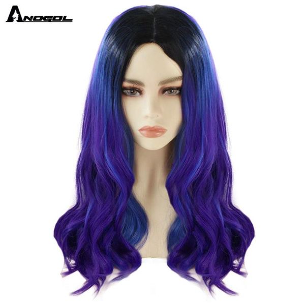 anogol high temperature fiber long natural wave purpul ombre blue dark roots synthetic cosplay wig middle part for women costume, Black
anogol high temperature fiber long natural wave purpul ombre blue dark roots synthetic cosplay wig middle part for women costume, Black