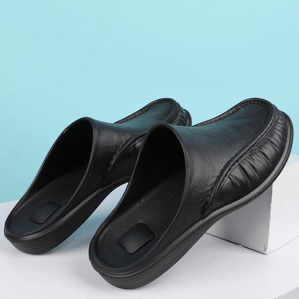 leather slippers indoor non-slip men home fashion casual single shoes pu soft soles spring autumn outside casual slides #c, Black
leather slippers indoor non-slip men home fashion casual single shoes pu soft soles spring autumn outside casual slides #c, Black