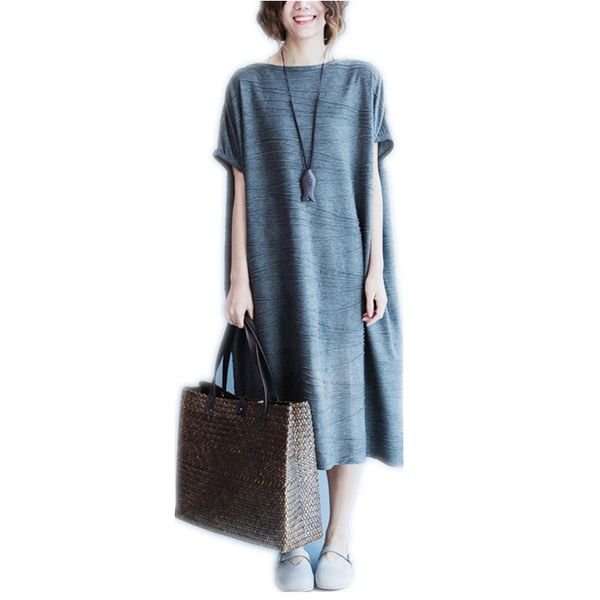 Big Size Summer Women Dresses Vintage Cotton Casual Solid Print Basic Tshirt Dress Long Fashion O -Neck Plus Size
Big Size Summer Women Dresses Vintage Cotton Casual Solid Print Basic Tshirt Dress Long Fashion O -Neck Plus Size