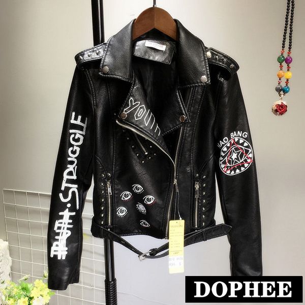 2019 spring and autumn new rivet pu leather jacket women's motorcycle coat alphabet print black leather jacket cool short coat
2019 spring and autumn new rivet pu leather jacket women's motorcycle coat alphabet print black leather jacket cool short coat
