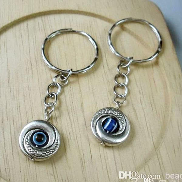 жарко ! 50шт тибетское серебро зла глаз каббала шарм ремень цепи ключевого кольца 15 x 65 мм diy ювелирных изделий, Silver