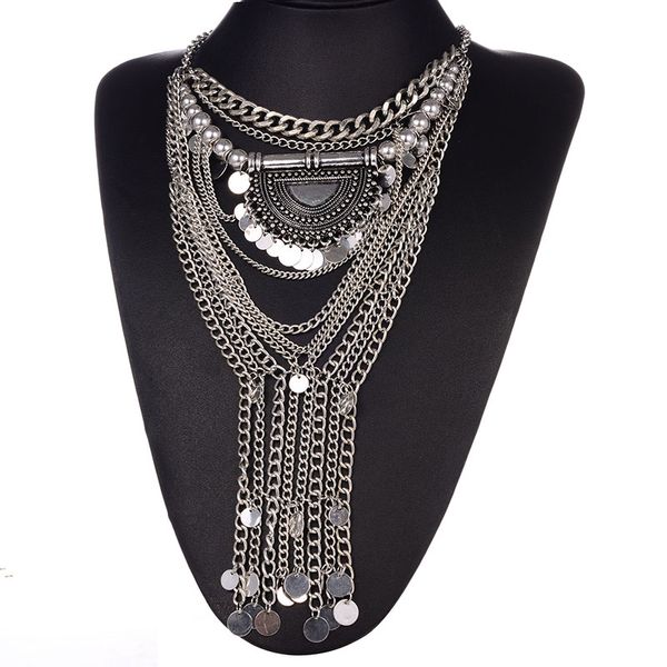 shineland vintage gold color large collar big choker necklace women indian ethnic statement pendants femme tassel maxi gypsy, Silver
shineland vintage gold color large collar big choker necklace women indian ethnic statement pendants femme tassel maxi gypsy, Silver