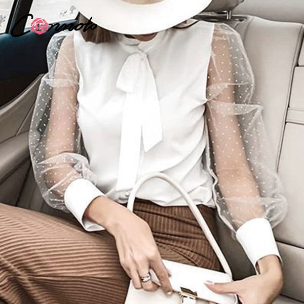 women's blouses & shirts conmoto mesh patchwork casual club women bow plus size blouse chiffon high fashion blusas mujer, White
women's blouses & shirts conmoto mesh patchwork casual club women bow plus size blouse chiffon high fashion blusas mujer, White