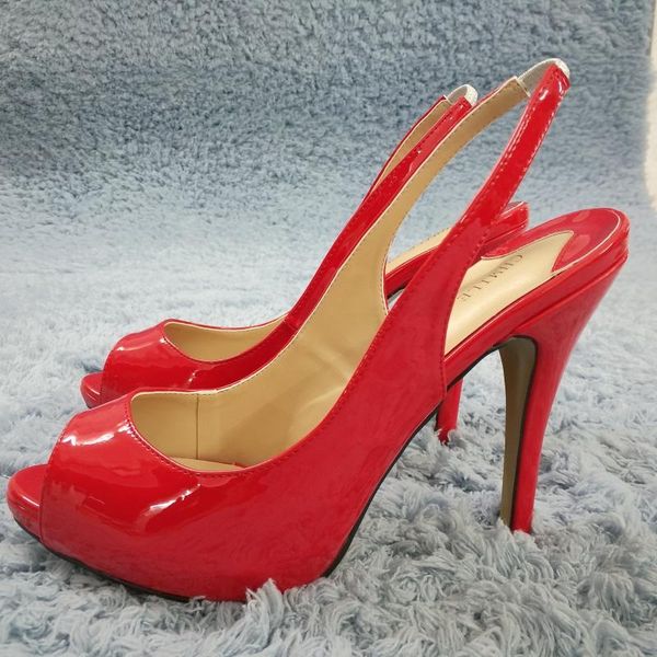red patent pumps high heel popular dress party women pumps summer new peep toe sling back stiletto fish mouth 11cm heels, Black
red patent pumps high heel popular dress party women pumps summer new peep toe sling back stiletto fish mouth 11cm heels, Black