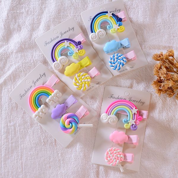 3pcs/set children rainbow lollipop hairpin cute little girl liu haibin clip head jewelry fashion cartoon children's accessories, Slivery;white
3pcs/set children rainbow lollipop hairpin cute little girl liu haibin clip head jewelry fashion cartoon children's accessories, Slivery;white