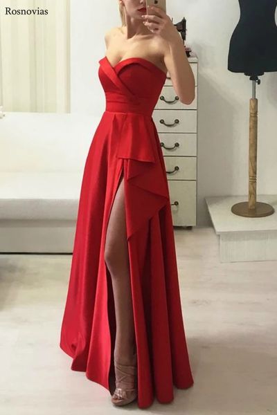 red side split long prom dresses 2019 strapless backless floor length formal evening party gowns vestido de fiesta customized, White;black
red side split long prom dresses 2019 strapless backless floor length formal evening party gowns vestido de fiesta customized, White;black