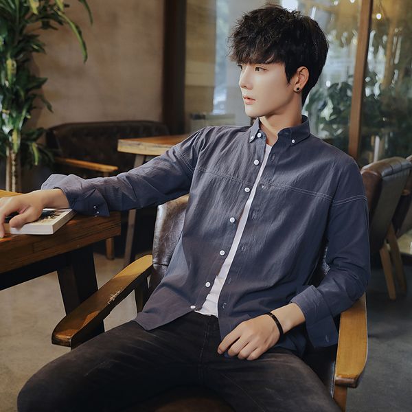 men's leisure cotton shirts men's long sleeves jacket shirt fashionable and handsome clothes, White;black
men's leisure cotton shirts men's long sleeves jacket shirt fashionable and handsome clothes, White;black