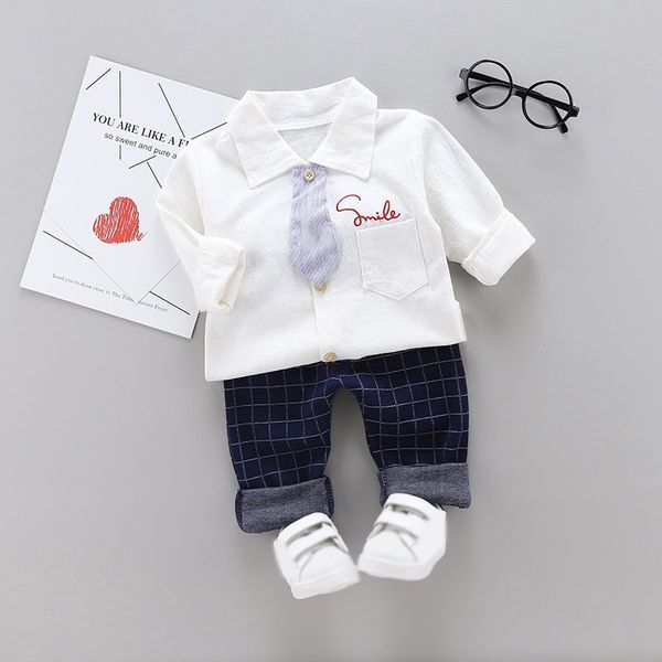 3colors autumn children baby boys casual long sleeve cartoon print blouse +denim plaid pants kids toddler 2pc clothes set, White
3colors autumn children baby boys casual long sleeve cartoon print blouse +denim plaid pants kids toddler 2pc clothes set, White