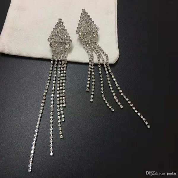 luxury designer jewelry women earrings white gold plated crystal tassels earrings fashion jewelry for girls women party wedding, Silver
luxury designer jewelry women earrings white gold plated crystal tassels earrings fashion jewelry for girls women party wedding, Silver
