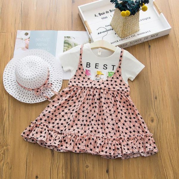 2020 girls summer dress korean style short sleeve printed dress set baby kids girls leopard fake two with hat 3pcs outfit, White
2020 girls summer dress korean style short sleeve printed dress set baby kids girls leopard fake two with hat 3pcs outfit, White