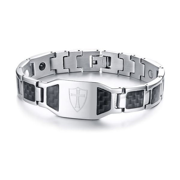 carbon fiber magnetic bracelet for men knights templar shield cross stainless steel bio energy therapy male pulseira, Golden;silver
carbon fiber magnetic bracelet for men knights templar shield cross stainless steel bio energy therapy male pulseira, Golden;silver