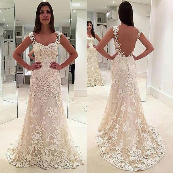 sweetheart neck mermaid wedding dresses appliques lace backless bridal wedding gowns vestido de novia, White 
sweetheart neck mermaid wedding dresses appliques lace backless bridal wedding gowns vestido de novia, White