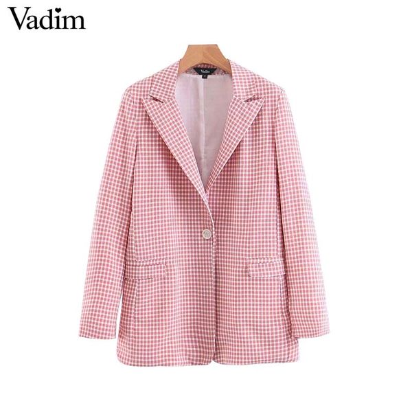 vadim women pink plaid blazer pockets single button long sleeve female casual coats office wear outerwear chic ca441, White;black
vadim women pink plaid blazer pockets single button long sleeve female casual coats office wear outerwear chic ca441, White;black