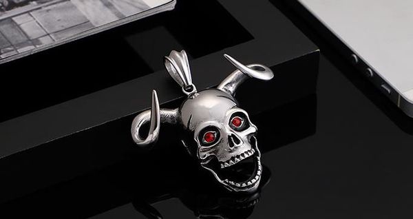 european and american fashion personality long chain bullhorn ghosthead men and women aggressive tempting rock and roll hip-hop pendant, Silver
european and american fashion personality long chain bullhorn ghosthead men and women aggressive tempting rock and roll hip-hop pendant, Silver
