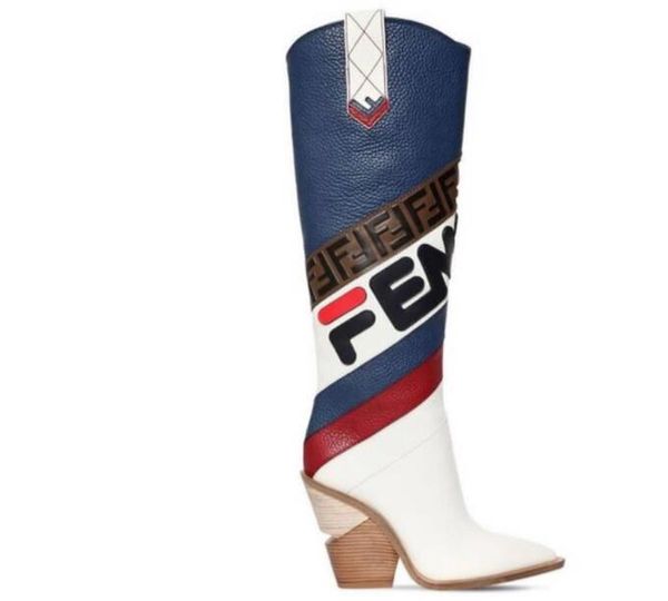 2019 Hot Sale Wedges Knee-high Women Boots Pointed Toe F Brand Design Mixed Color Leather Chunky Heel Long Boots European Style Fashion Show
2019 Hot Sale Wedges Knee-high Women Boots Pointed Toe F Brand Design Mixed Color Leather Chunky Heel Long Boots European Style Fashion Show