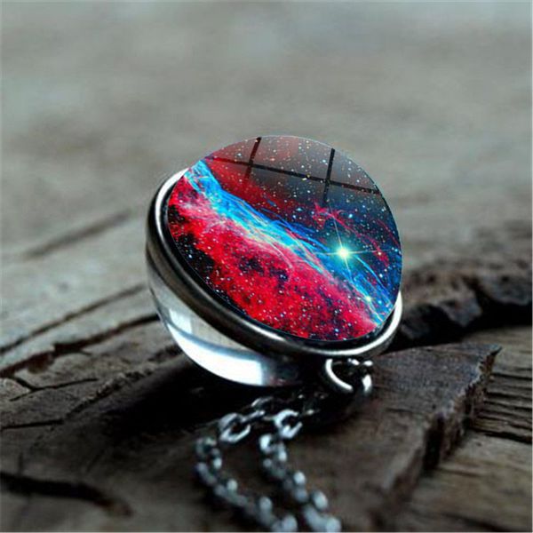 women fashion red galaxy nebula double-sided glass ball pendant necklace handmade diy jewelry vintage bronze chain necklace, Silver
women fashion red galaxy nebula double-sided glass ball pendant necklace handmade diy jewelry vintage bronze chain necklace, Silver