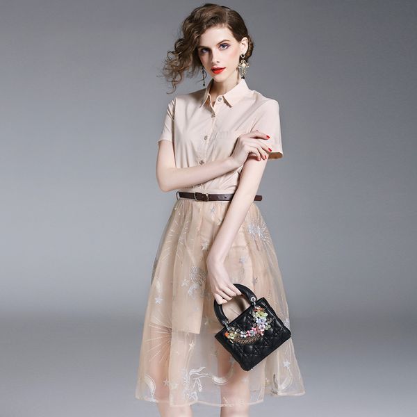 2018 summer new european and american women's wear single button shown shirt shown thin body skirt set two piece set women, Gray
2018 summer new european and american women's wear single button shown shirt shown thin body skirt set two piece set women, Gray