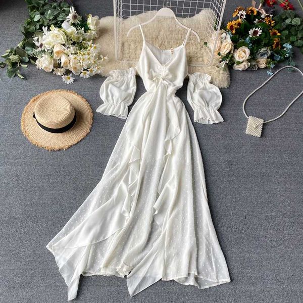 holiday ins short puff sleeve rope chic a-line dress women v neck elegant vestidos k926, Black;gray 
holiday ins short puff sleeve rope chic a-line dress women v neck elegant vestidos k926, Black;gray