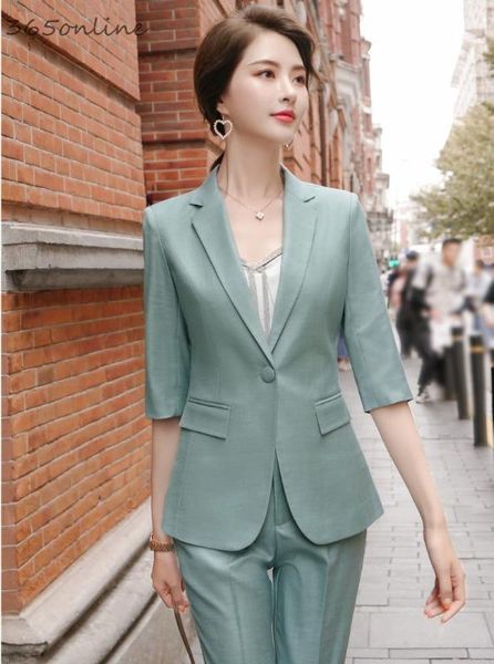 women's suits & blazers fashion styles ladies elegant green half sleeve formal uniform designs pantsuits with cropped trousers and jack, White;black
women's suits & blazers fashion styles ladies elegant green half sleeve formal uniform designs pantsuits with cropped trousers and jack, White;black