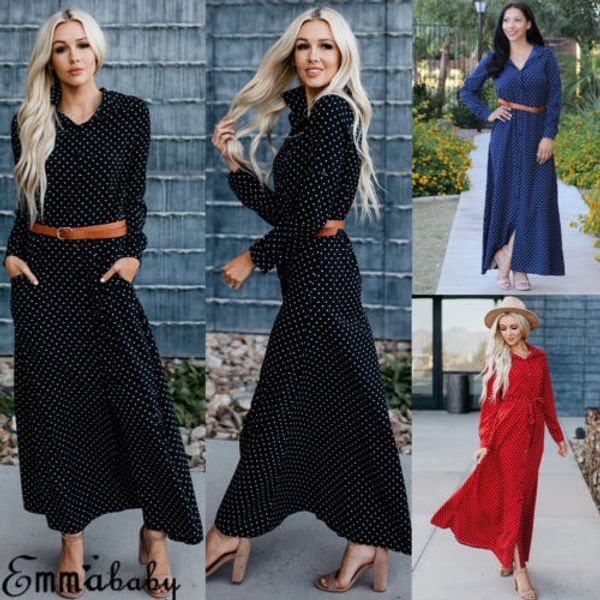 new vintage dot maxi dress womens long sleeve casual party vintage boho holiday beach maxi long dress, Black;gray
new vintage dot maxi dress womens long sleeve casual party vintage boho holiday beach maxi long dress, Black;gray