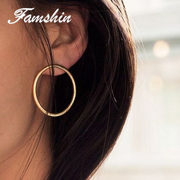 famshin new simple korean fashion aros big round circle hoop earrings for women geometric ear hoops earing brincos jewelry gifts, Golden;silver
famshin new simple korean fashion aros big round circle hoop earrings for women geometric ear hoops earing brincos jewelry gifts, Golden;silver