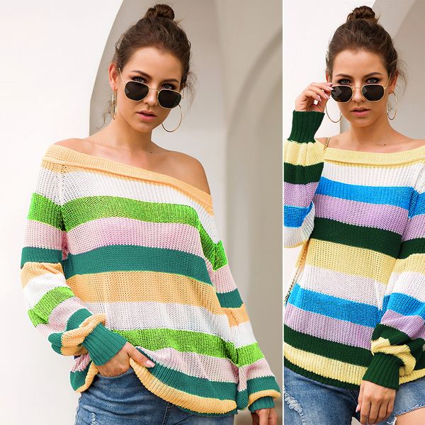 rainbow sweater women long sleeve striped autumn pullover sweters women invierno 2019 yellow orange green knitted sweater, White;black
rainbow sweater women long sleeve striped autumn pullover sweters women invierno 2019 yellow orange green knitted sweater, White;black