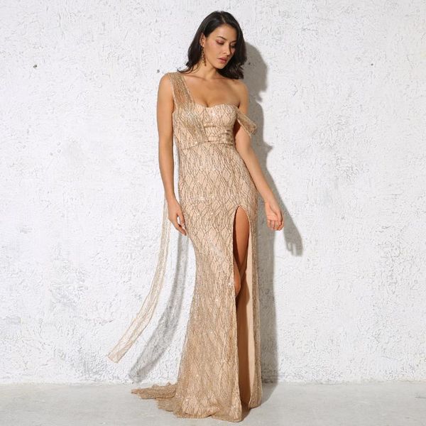 one shoulder backless floor length glittered dress gold split backless evening party dress, Black;gray
one shoulder backless floor length glittered dress gold split backless evening party dress, Black;gray