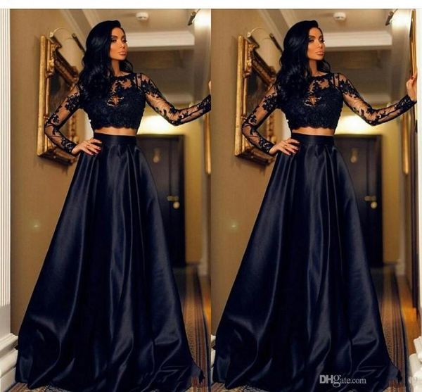 2019 new black two pieces prom dresses jewel neck illusion long sleeves lace appliques open back long party dress evening gowns aw479
2019 new black two pieces prom dresses jewel neck illusion long sleeves lace appliques open back long party dress evening gowns aw479