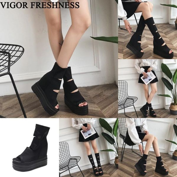 vigor freshness summer shoes women boots increase internal heels 11.5cm woman sandals gladiator boots cutout rome shoes wy316, Black
vigor freshness summer shoes women boots increase internal heels 11.5cm woman sandals gladiator boots cutout rome shoes wy316, Black