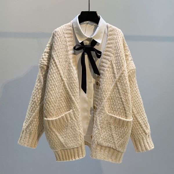 women's knits & tees 2021 spring clothing products korean-style loose flower color mid-length sweater coat cardigan female rhombus pock, White
women's knits & tees 2021 spring clothing products korean-style loose flower color mid-length sweater coat cardigan female rhombus pock, White