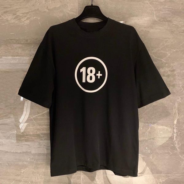 20ss black 18+ pattern black large loose short sleeve t-shirt men and women bb tee fashion, White;black
20ss black 18+ pattern black large loose short sleeve t-shirt men and women bb tee fashion, White;black