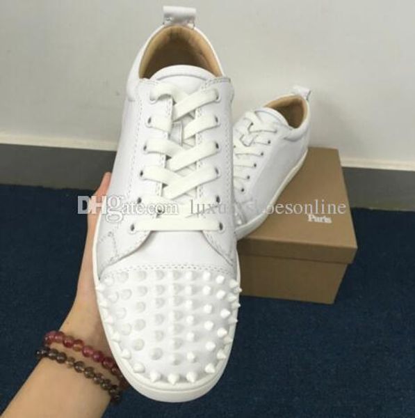 junior white,black leather spikes red bottom sneakers flat rivets red sole party evening dress casual walking with box,dust bag
junior white,black leather spikes red bottom sneakers flat rivets red sole party evening dress casual walking with box,dust bag