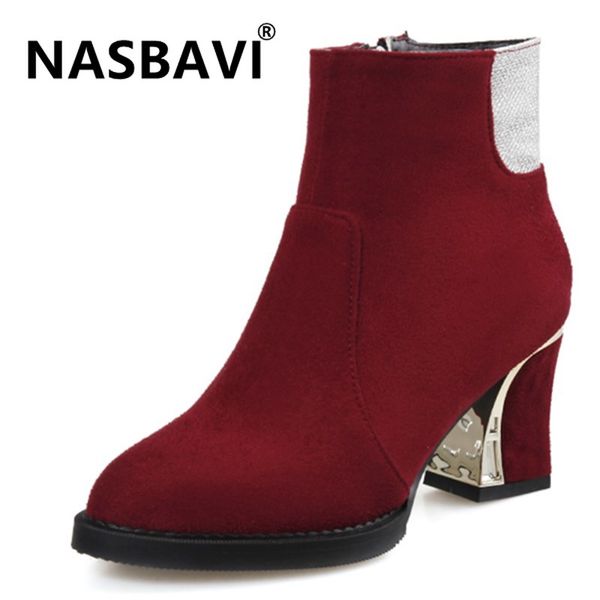 fashion women ankle boots female thick high heel shoes woman cow suede ladies boots round toe zipper basic, Black
fashion women ankle boots female thick high heel shoes woman cow suede ladies boots round toe zipper basic, Black