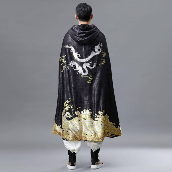 men hooded cloak vintage golden dragon print overcoat mens long coat spring winter fashion men's windbreaker capes raincoat, Tan;black
men hooded cloak vintage golden dragon print overcoat mens long coat spring winter fashion men's windbreaker capes raincoat, Tan;black