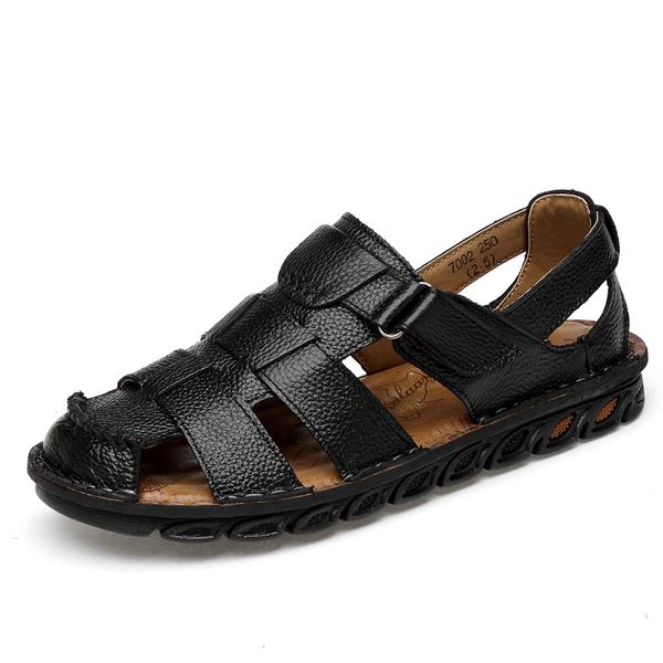 new men summer sandals genuine leather casual shoes men roman style beach sandals brand fashion summer shoes, Black
new men summer sandals genuine leather casual shoes men roman style beach sandals brand fashion summer shoes, Black