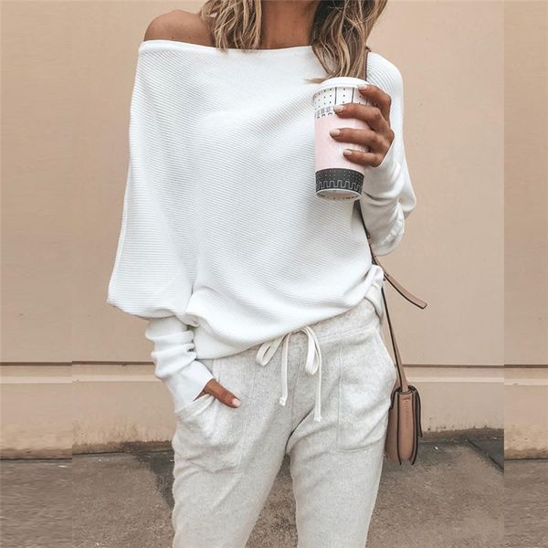 19aw women designer sweaters fashion loose slash neck long sleeve solid color sweaters new arrival women sweater, White;black
19aw women designer sweaters fashion loose slash neck long sleeve solid color sweaters new arrival women sweater, White;black