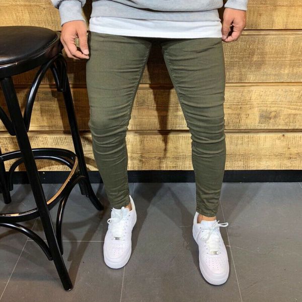 men's stretchy slim fit pencil pants casual long straight trousers skinny jeans, Blue
men's stretchy slim fit pencil pants casual long straight trousers skinny jeans, Blue