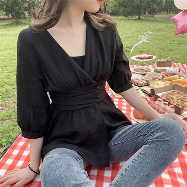 2019 summer women shirt ladies elegant v-neck shorts female sleeve blouse women blouse female elastic waist, White
2019 summer women shirt ladies elegant v-neck shorts female sleeve blouse women blouse female elastic waist, White
