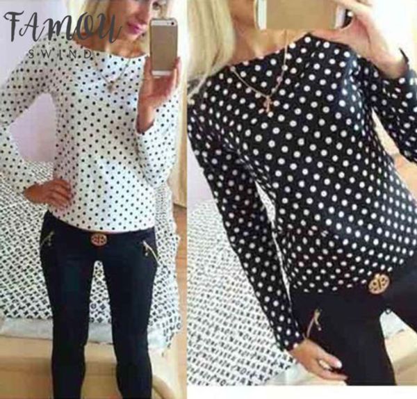 womens clothing autumn regular women bodycon long sleeve polka dot casual blouse chiffon shirt tee, White
womens clothing autumn regular women bodycon long sleeve polka dot casual blouse chiffon shirt tee, White